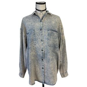 Vintage Acid Wash Denim Button Down Shirt | Just Cristina | Size Large